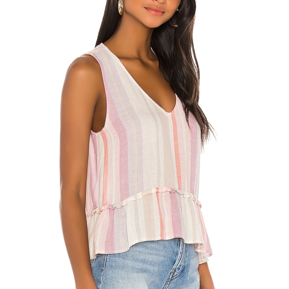 Rails Mira Jewel Stripe Lurex Linen Blend Top NWT - Picture 2 of 8